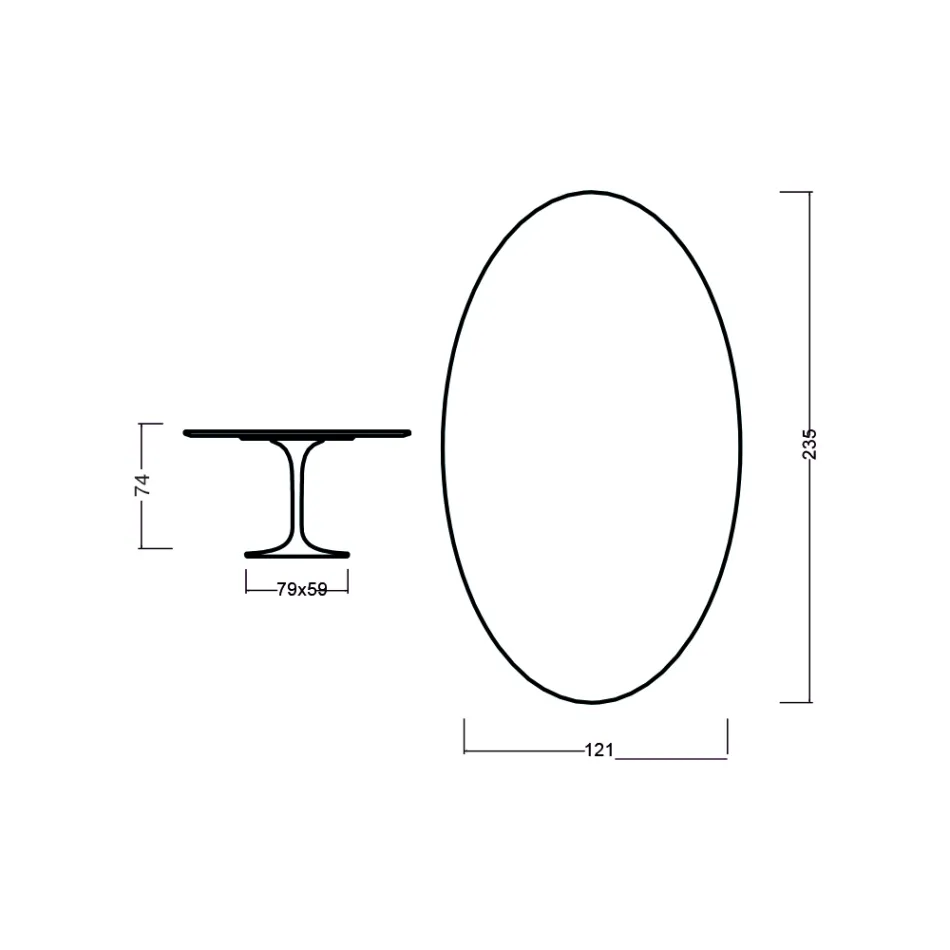Eero Saarinen Tulip Table H 73 Oval i mörk valnötsbetsad ek tillverkad i Italien - Scarlet Viadurini