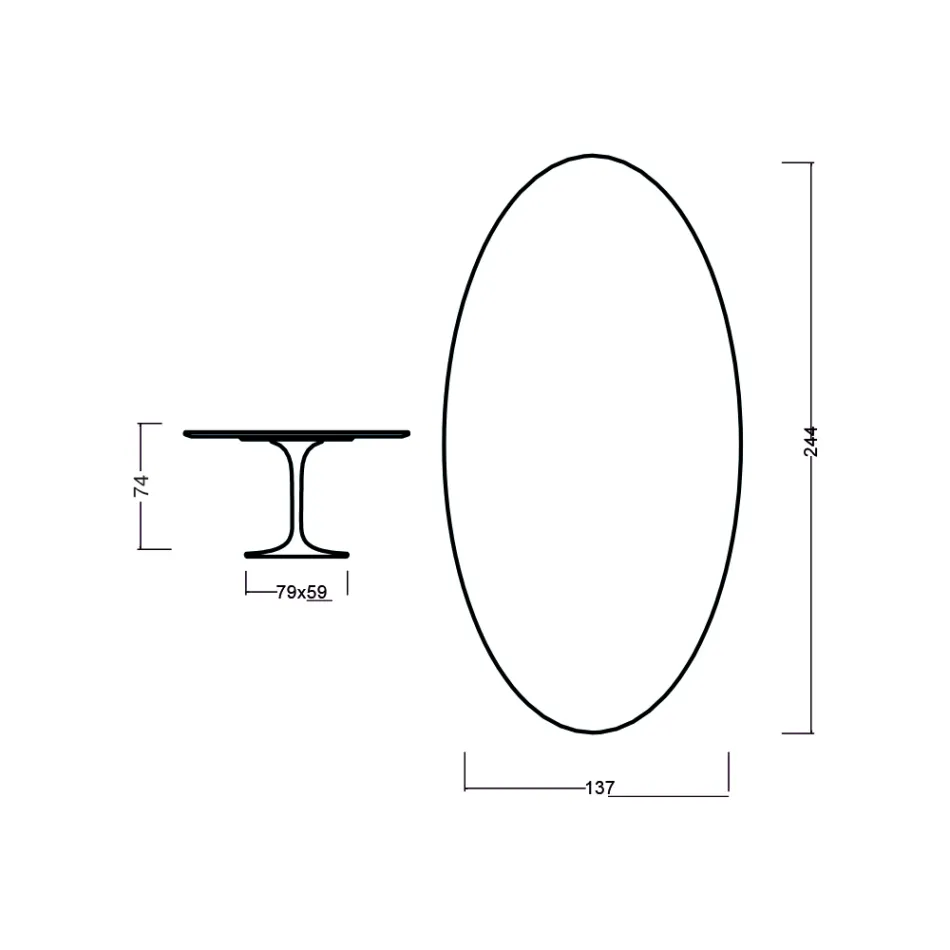 Eero Saarinen Tulip Table H 73 Oval i mörk valnötsbetsad ek tillverkad i Italien - Scarlet Viadurini