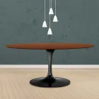 Eero Saarinen Tulip Table H 73 Oval i mörk valnötsbetsad ek tillverkad i Italien - Scarlet Viadurini