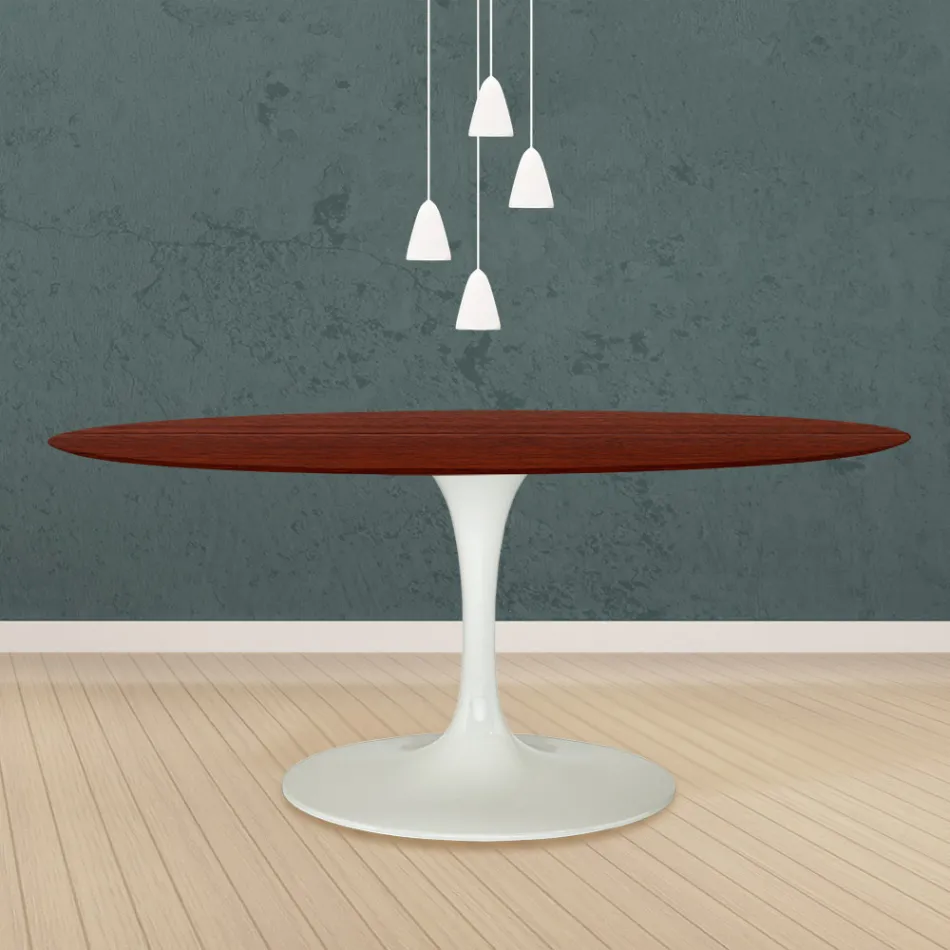 Eero Saarinen Tulip Table H 73 Oval i rosenträbetsad ek tillverkad i Italien - Scarlet Viadurini