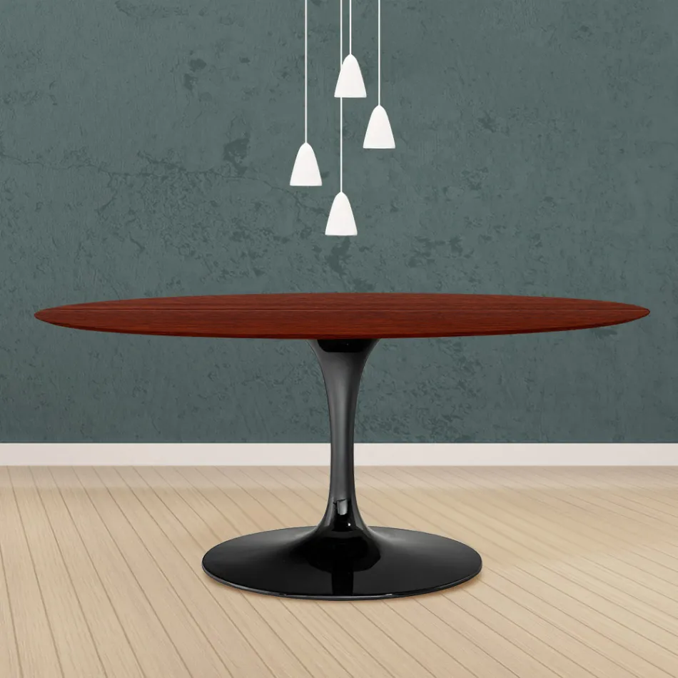 Eero Saarinen Tulip Table H 73 Oval i rosenträbetsad ek tillverkad i Italien - Scarlet Viadurini