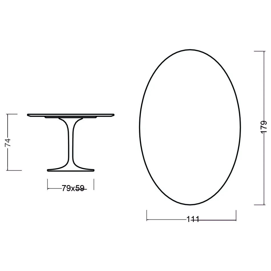 Eero Saarinen Tulip Table H 73 Oval i rosenträbetsad ek tillverkad i Italien - Scarlet Viadurini