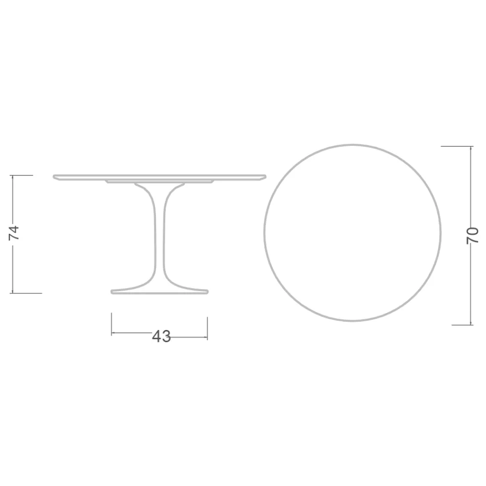 Tulpanbord Eero Saarinen H 73 Rund i Keramik Kira Made in Italy - Scarlet Viadurini