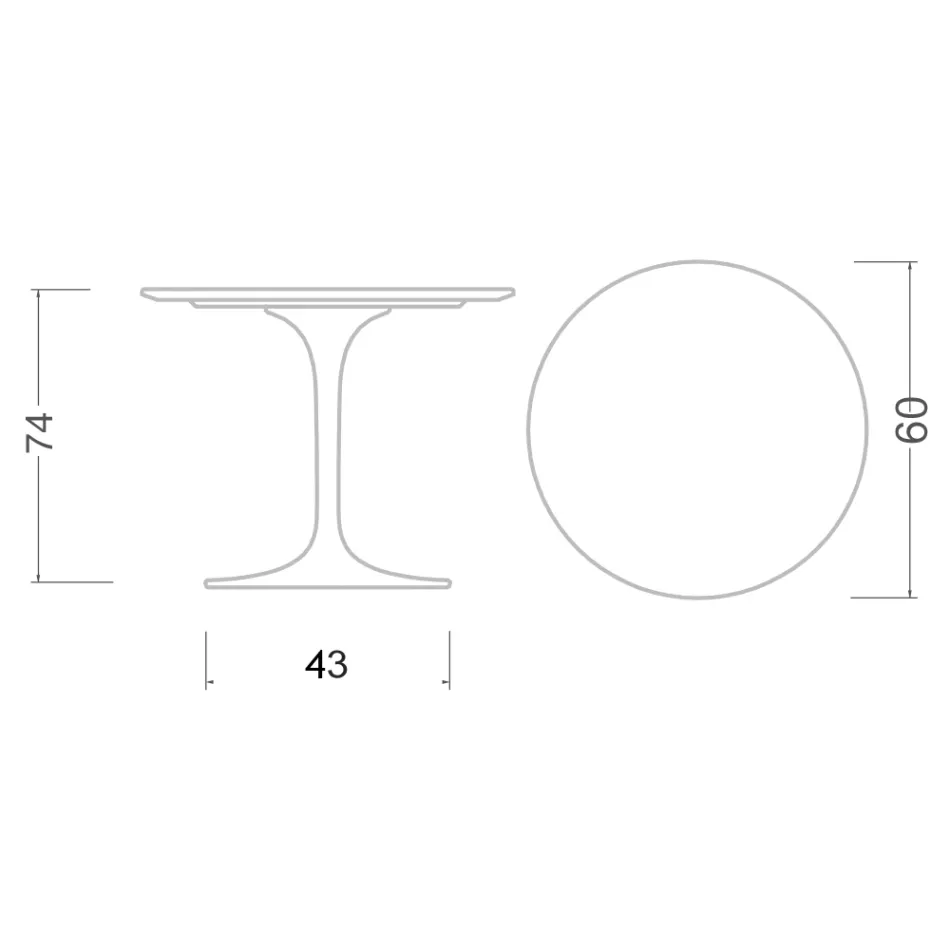 Tulpanbord Eero Saarinen H 73 Rund keramik Rem Tillverkad i Italien - Scarlet Viadurini