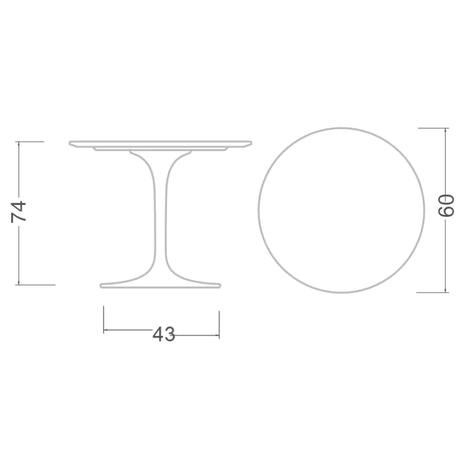 Tulpanbord Eero Saarinen H 73 Rund keramik Sirius Tillverkad i Italien - Scarlet Viadurini