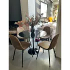 Eero Saarinen Tulpanbord H 73 Runt i Svart Marquinia Marmor Tillverkad i Italien - Scarlet Viadurini