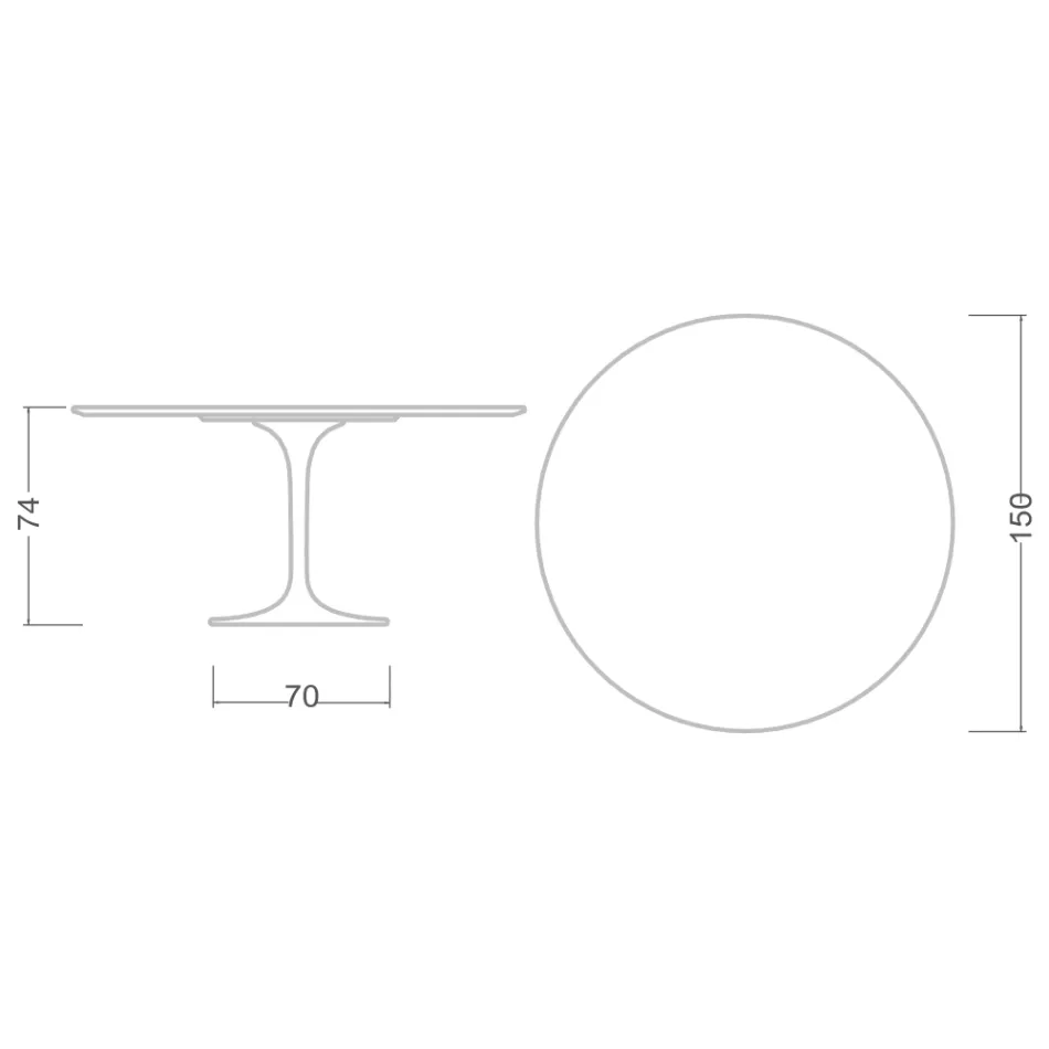 Tulip Bord Eero Saarinen H 73 Rund i Absolut Svart Tillverkad i Italien - Scarlet Viadurini