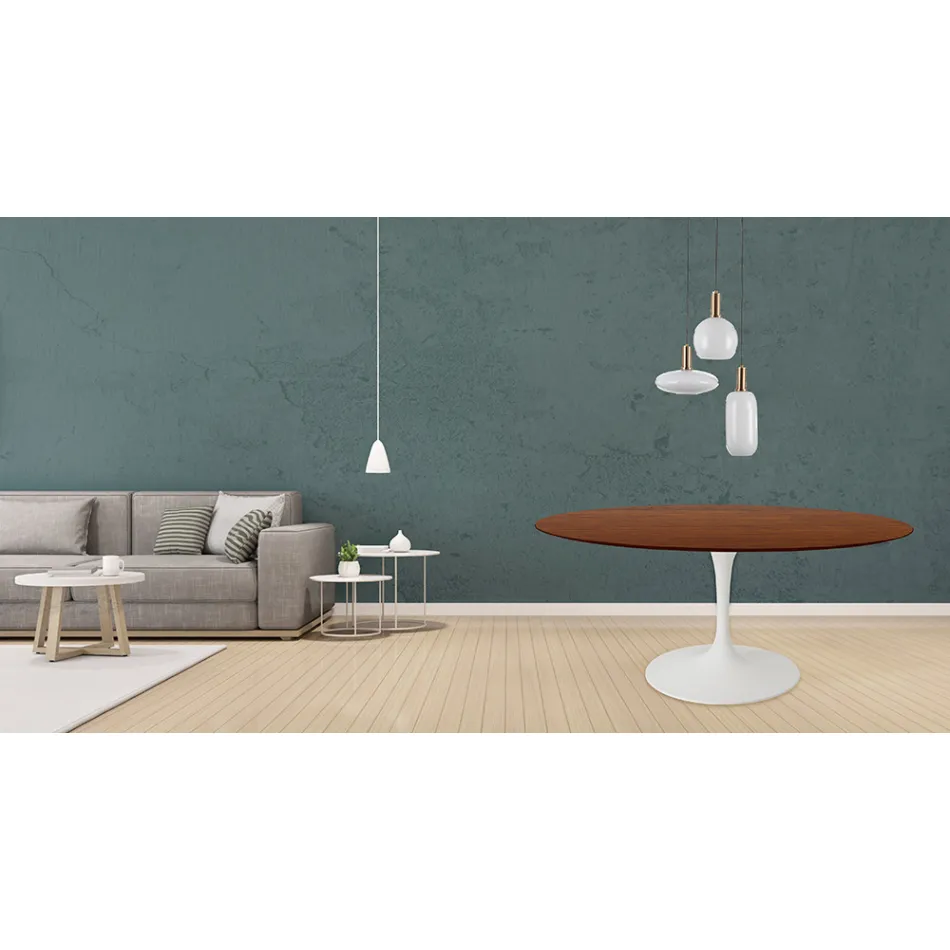 Eero Saarinen Tulpanbord H 73 Runt i Mörk Valnötsbetsad Ek Tillverkad i Italien - Scarlet Viadurini