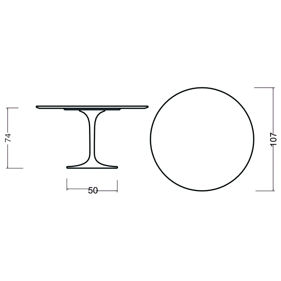 Eero Saarinen Tulip Table H 73 Round i rosenträbetsad ek tillverkad i Italien - Scarlet Viadurini