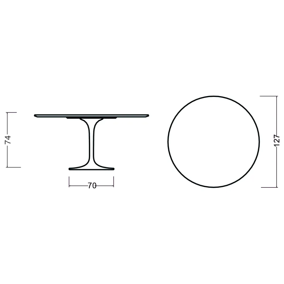 Eero Saarinen Tulip Table H 73 Round i rosenträbetsad ek tillverkad i Italien - Scarlet Viadurini