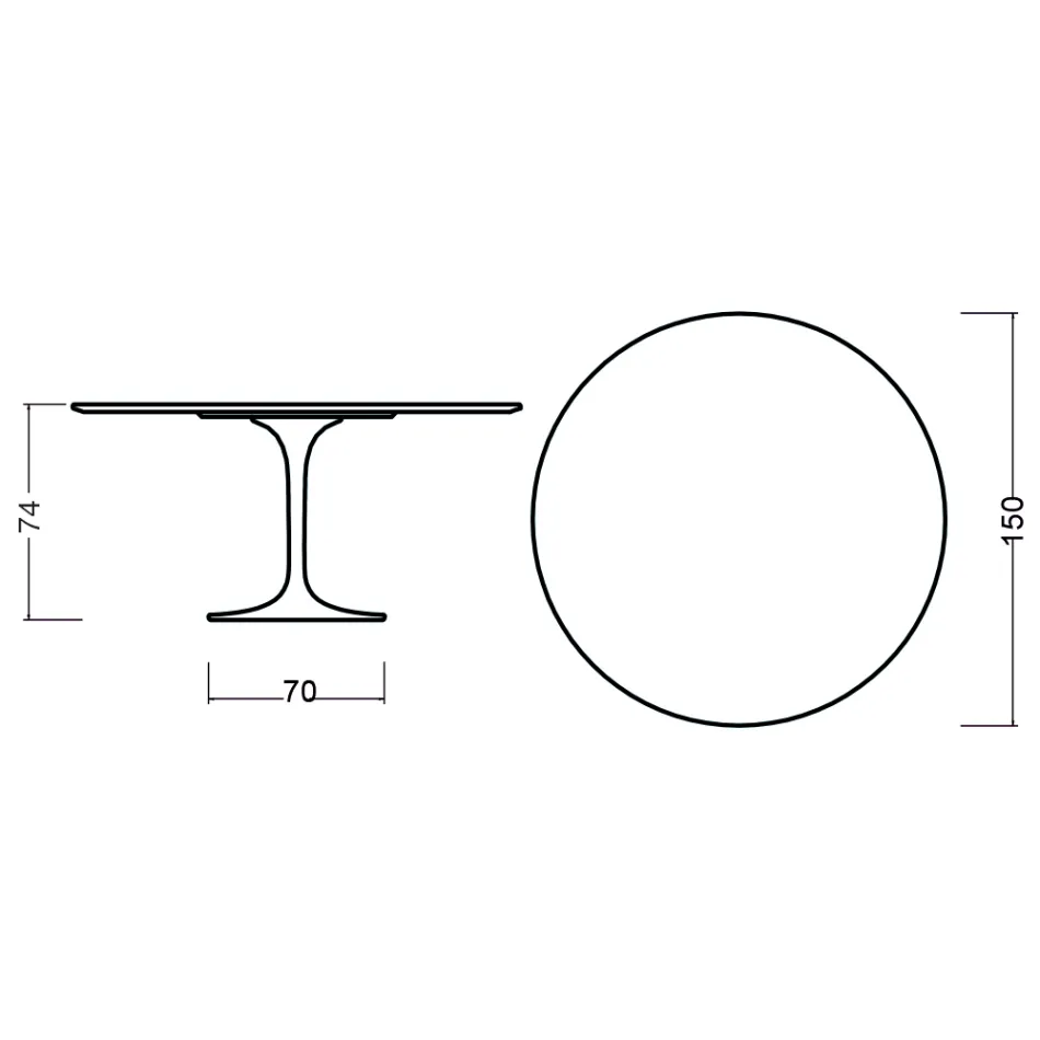 Eero Saarinen Tulip Table H 73 Round i rosenträbetsad ek tillverkad i Italien - Scarlet Viadurini