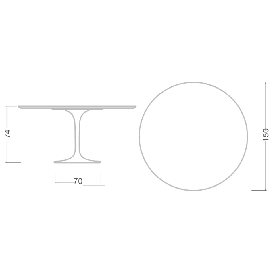 Eero Saarinen Tulip Bord H 74 med MDF-skiva i svart flytande laminat - Scarlet Viadurini