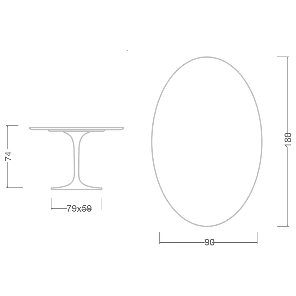 Eero Saarinen Tulpanbord H 74 med oval skiva i Arabescato-marmor Tillverkad i Italien - Scarlet Viadurini