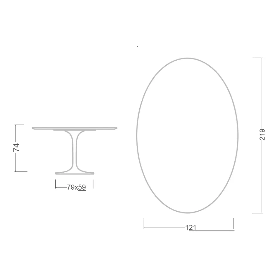 Eero Saarinen Tulpanbord H 74 med oval skiva i Arabescato-marmor Tillverkad i Italien - Scarlet Viadurini
