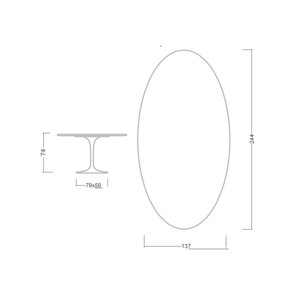 Eero Saarinen Tulpanbord H 74 med oval skiva i Arabescato-marmor Tillverkad i Italien - Scarlet Viadurini