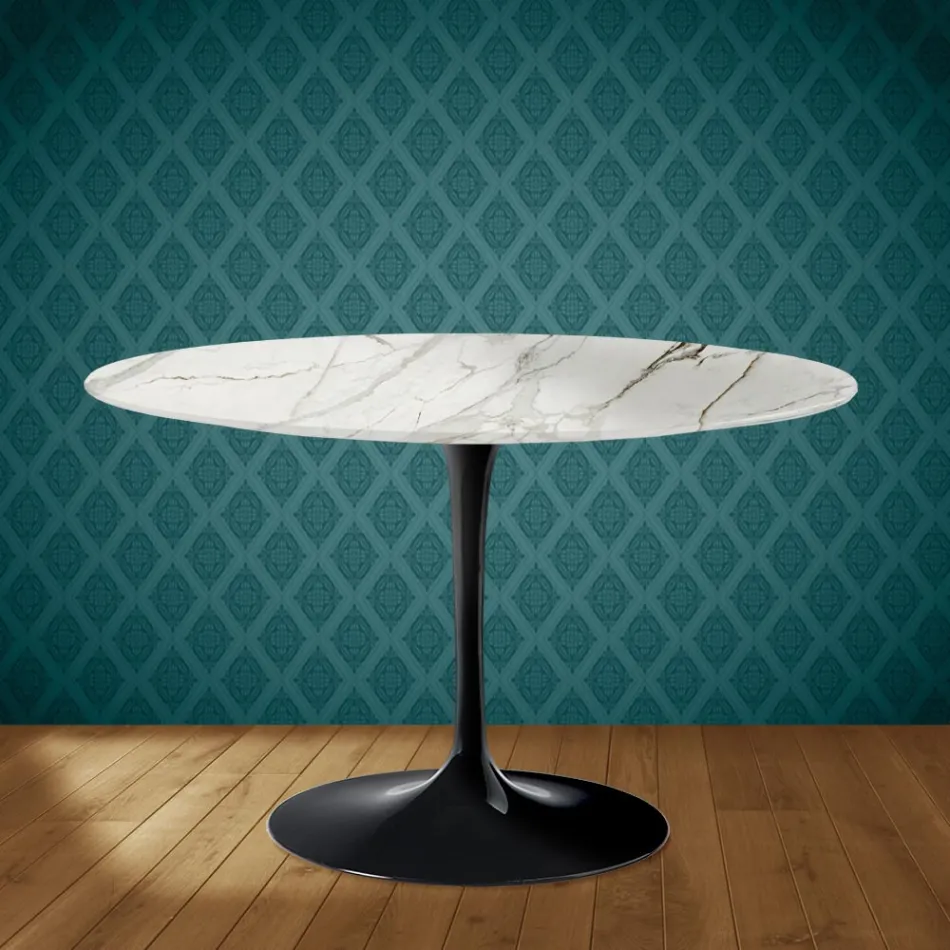 Eero Saarinen Tulpanbord H 74 i polerad keramik Tillverkad i Italien - Scharlakansröd Viadurini