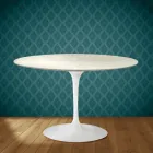 Eero Saarinen Tulpanbord H 74 i Marmorio Keramik Tillverkad i Italien - Scharlakansröd Viadurini