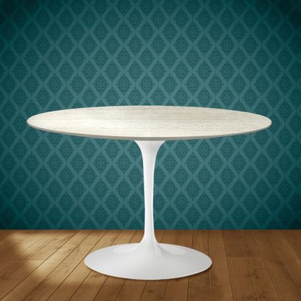 Eero Saarinen Tulpanbord H 74 i Marmorio Keramik Tillverkad i Italien - Scharlakansröd Viadurini