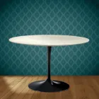 Eero Saarinen Tulpanbord H 74 i Marmorio Keramik Tillverkad i Italien - Scharlakansröd Viadurini