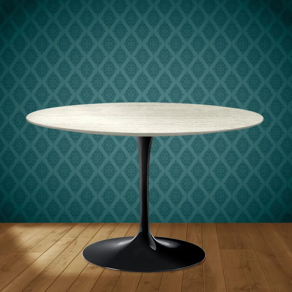 Eero Saarinen Tulpanbord H 74 i Marmorio Keramik Tillverkad i Italien - Scharlakansröd Viadurini