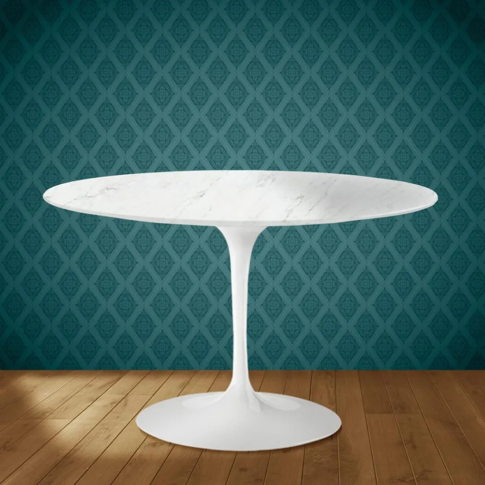 Eero Saarinen Tulpanbord H 74 i Salina Keramik Tillverkad i Italien - Scharlakansröd Viadurini