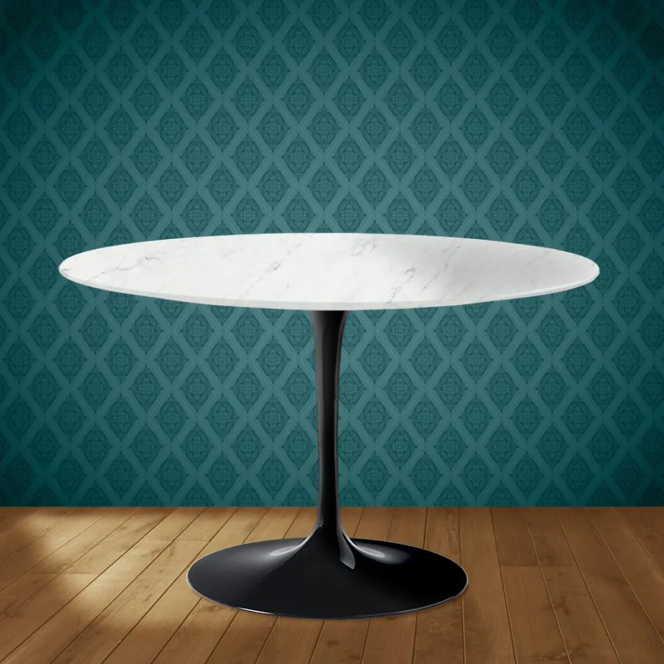 Eero Saarinen Tulpanbord H 74 i Salina Keramik Tillverkad i Italien - Scharlakansröd Viadurini