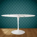 Eero Saarinen Tulpanbord H 74 Ovalt i Keramik Aura 22 Tillverkat i Italien - Scharlakansröd Viadurini
