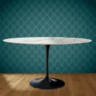 Eero Saarinen Tulpanbord H 74 Ovalt i Glansig Keramik Tillverkat i Italien - Scharlakansröd Viadurini