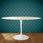 Eero Saarinen Tulpanbord H 74 Ovalt i Marmorio Keramik Tillverkat i Italien - Scharlakansröd Viadurini