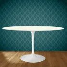 Eero Saarinen Tulip-bord H 74 ovalt i Moonè-keramik Tillverkat i Italien - Scharlakansröd Viadurini