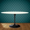 Eero Saarinen Tulip-bord H 74 ovalt i Moonè-keramik Tillverkat i Italien - Scharlakansröd