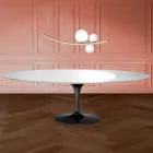 Eero Saarinen Tulip-bord H 74 ovalt i flytande laminat Tillverkat i Italien - Scharlakansröd Viadurini