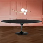 Eero Saarinen Tulip-bord H 74 ovalt i flytande laminat Tillverkat i Italien - Scharlakansröd Viadurini