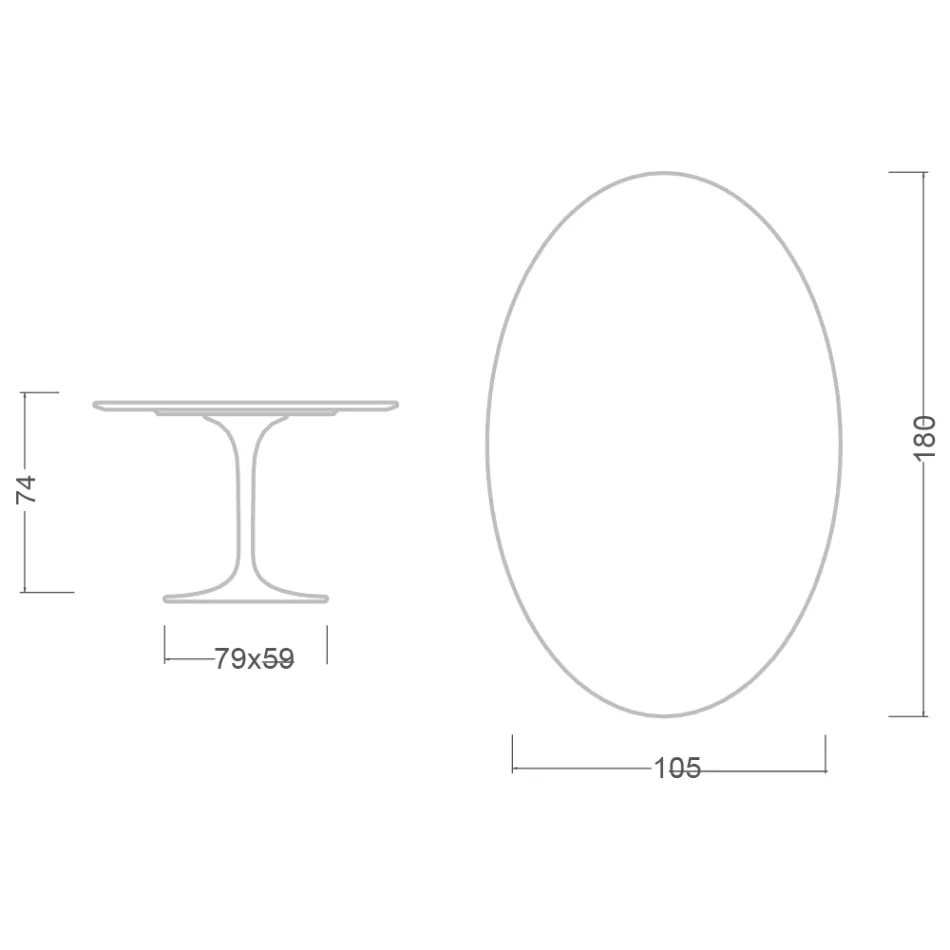 Eero Saarinen Tulip Table H 74 Oval i mörk Emperador-marmor Tillverkad i Italien - Scarlet Viadurini