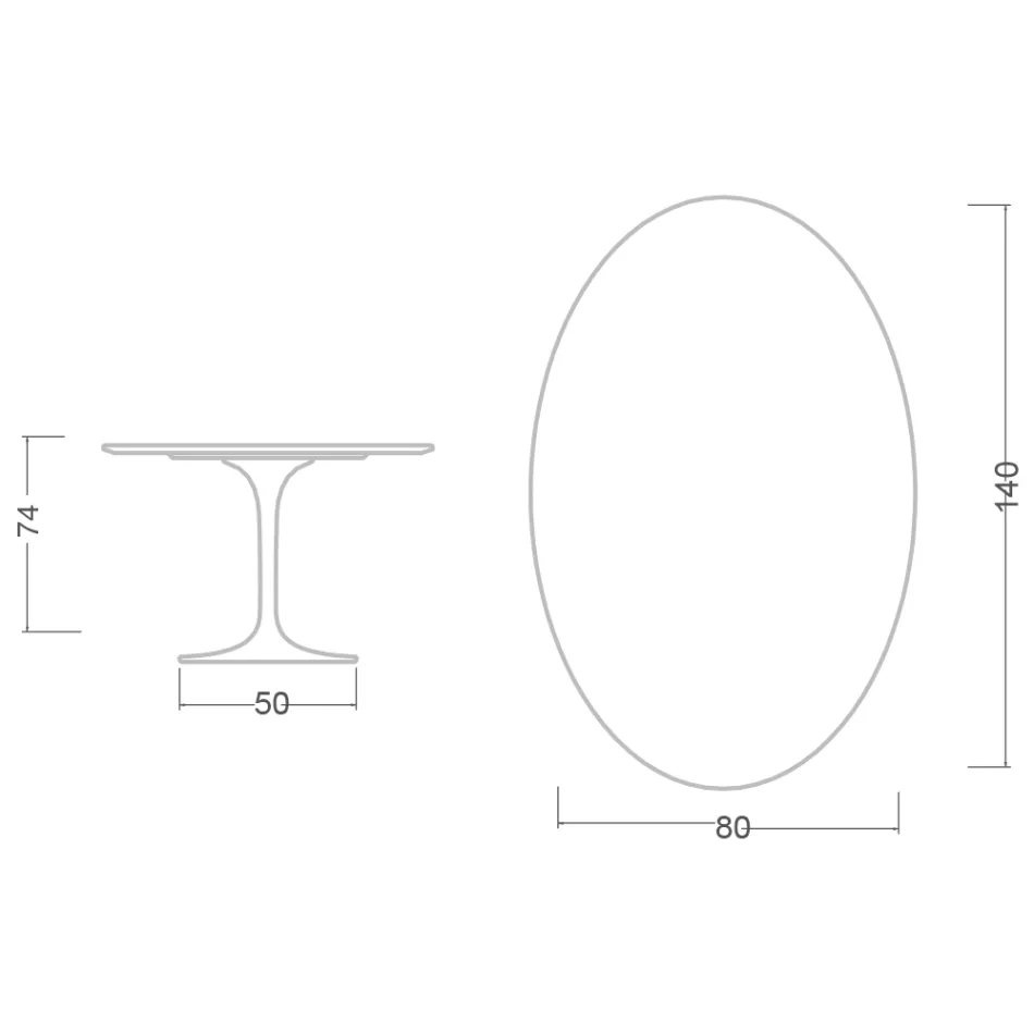 Eero Saarinen Tulip Table H 74 Oval i mörk Emperador-marmor Tillverkad i Italien - Scarlet Viadurini