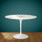 Eero Saarinen Tulpanbord H 74 Runt i Keramik Aura 22 Tillverkad i Italien - Scharlakansröd Viadurini