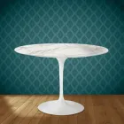 Eero Saarinen Tulip-bord H 74 runt i blank keramik Tillverkad i Italien - Scharlakansröd Viadurini