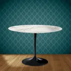 Eero Saarinen Tulip-bord H 74 runt i blank keramik Tillverkad i Italien - Scharlakansröd Viadurini