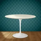 Eero Saarinen Tulip-bord H 74 runt i Marmorio-keramik Tillverkad i Italien - Scharlakansröd Viadurini