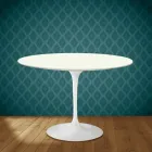Eero Saarinen Tulip-bord H 74 runt i Moonè-keramik Tillverkad i Italien - Scharlakansröd Viadurini
