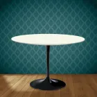 Eero Saarinen Tulip-bord H 74 runt i Moonè-keramik Tillverkad i Italien - Scharlakansröd Viadurini