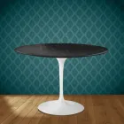 Eero Saarinen Tulpanbord H 74 Runt i Somnia Keramik Tillverkad i Italien - Scharlakansröd Viadurini