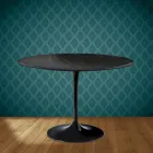 Eero Saarinen Tulpanbord H 74 Runt i Somnia Keramik Tillverkad i Italien - Scharlakansröd Viadurini