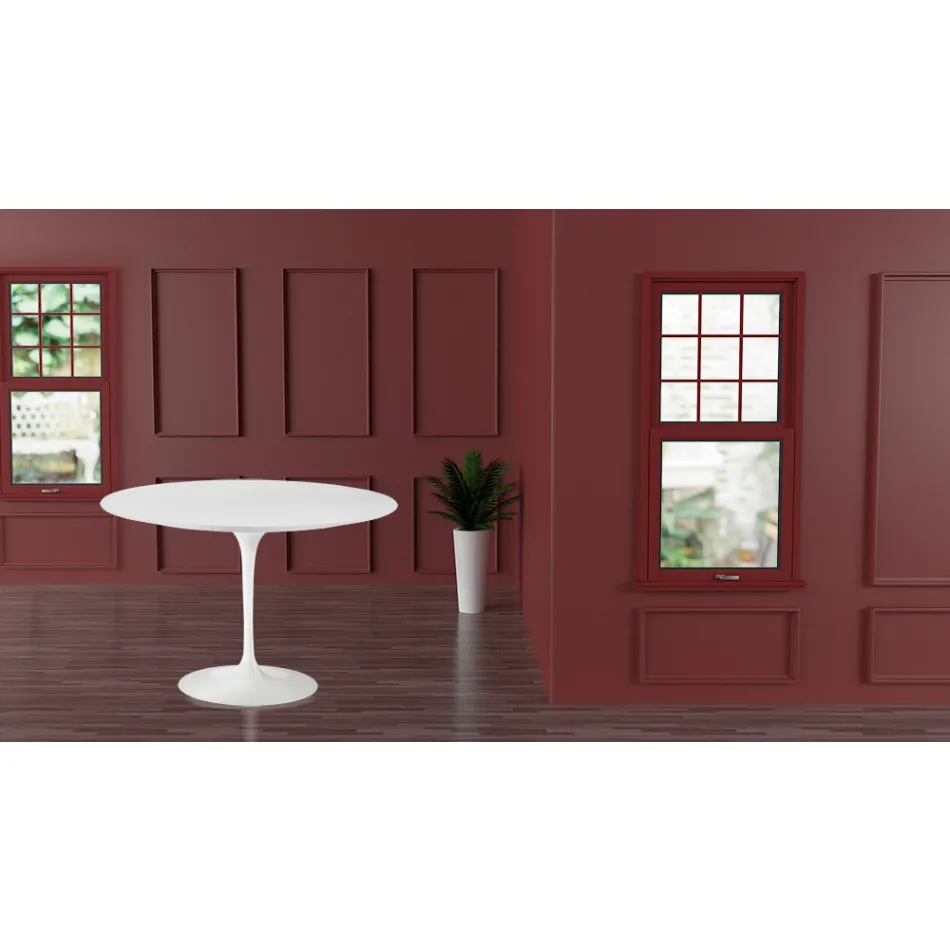 Tulip Bord Eero Sarinen H 73 med vit skiva av flytande laminat MDF - Scarlet Viadurini