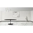 Tulip Table Eero Sarinen H 73 Oval utdragbar i svart flytande laminat - Scarlet Viadurini