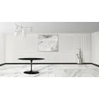 Tulip Table Eero Sarinen H 73 Oval utdragbar i svart flytande laminat - Scarlet Viadurini