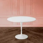 Tulip Table Saarinen H 73 Utdragbar i vit flytande laminat tillverkad i Italien - Scarlet Viadurini