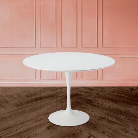 Tulip Saarinen H 73 utdragbart bord i vitt flytande laminat tillverkat i Italien - Scarlet Viadurini
