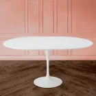 Tulip Table Saarinen H 73 Utdragbar i vit flytande laminat tillverkad i Italien - Scarlet Viadurini