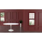Tulip Table Saarinen H 73 Utdragbar i vit flytande laminat tillverkad i Italien - Scarlet Viadurini